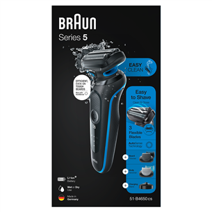 Braun Series 5 AutoSense Wet & Dry, черный/синий - Бритва + триммер для бороды и тела