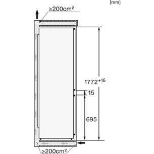 Miele, NoFrost, 246 л, высота 177 см - Интегрируемый холодильник
