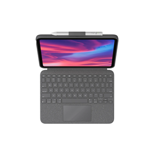 Logitech Combo Touch, iPad (7.-9. gen), SWE, tumehall - Klaviatuuriga ümbris