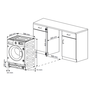 Beko, 8 kg / 5 kg, sügavus 55 cm, 1400 p/min - Integreeritav kuivatiga pesumasin