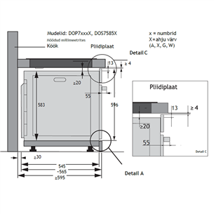 De Dietrich, 73 L, black - Built-in Oven