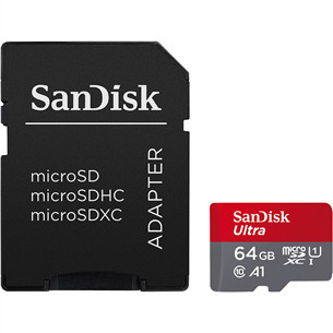 SanDisk Ultra microSD with SD Adapter, 64 ГБ - Карта памяти SDSQUAB-064G-GN6MA