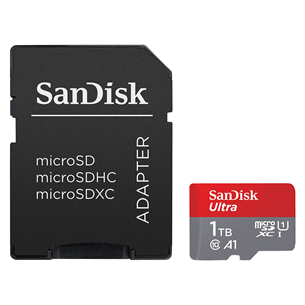 SanDisk Ultra microSDXC, 1 ТБ, серый - Карта памяти MicroSD с SD-адаптером SDSQUAC-1T00-GN6MA