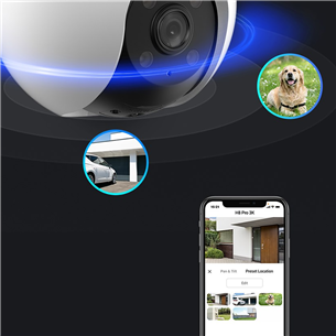 EZVIZ H8 Pro 3K, 5 МП, WiFi, LAN, обнаружение людей и автомобилей, ночной режим, белый - Поворотная камера