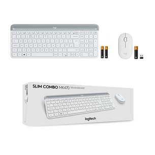 Logitech Slim Combo MK470, US, valge - Juhtmevaba klaviatuur + hiir