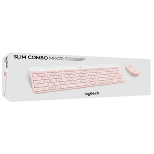 Logitech Slim Combo MK470, US, roosa - Juhtmevaba klaviatuur + hiir