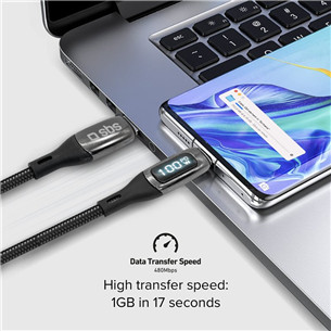 SBS USB-C - USB-C, 100 Вт, LED, 1 м, черный - Кабель