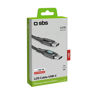 SBS USB-C - USB-C, 100 Вт, LED, 1 м, черный - Кабель