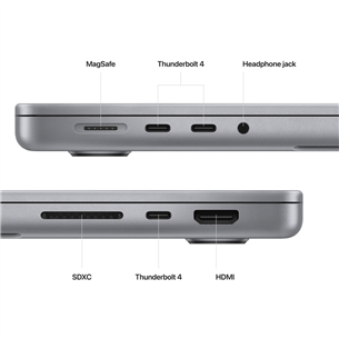 Apple MacBook Pro 14 (2023), M2 Pro 10C/16C, 16 ГБ, 512 ГБ, SWE, серый космос - Ноутбук