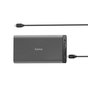 Hama Universal USB-C Power Pack, 26800 mAh, USB-A, USB-C, tumehall - Akupank