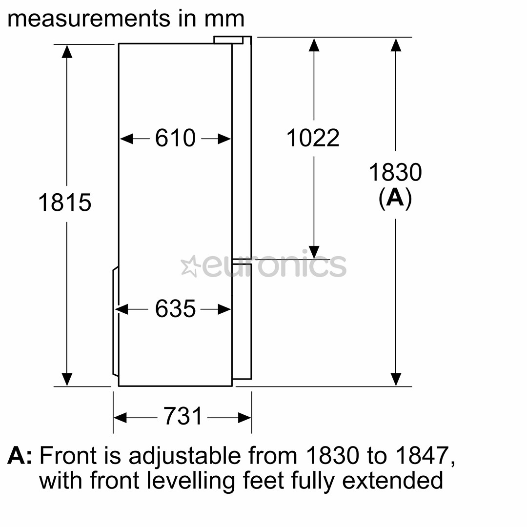 Bosch Seeria 4, French Door, 605 L, 183 cm, roostevaba teras - SBS-Külmik
