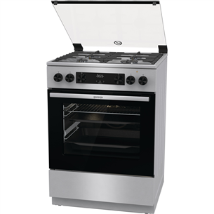 Gorenje, 71 L, width 60 cm, stainless steel - Gas cooker with electric oven