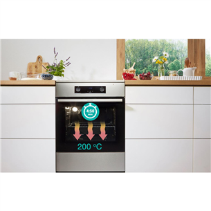 Gorenje, 71 L, width 60 cm, stainless steel - Gas cooker with electric oven