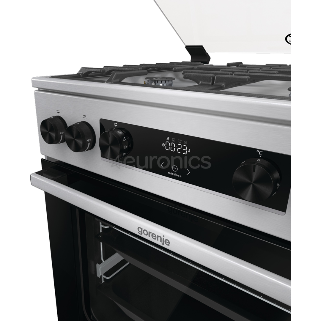 Gorenje, 71 L, laius 60 cm, roostevaba teras - Gaasipliit elektriahjuga