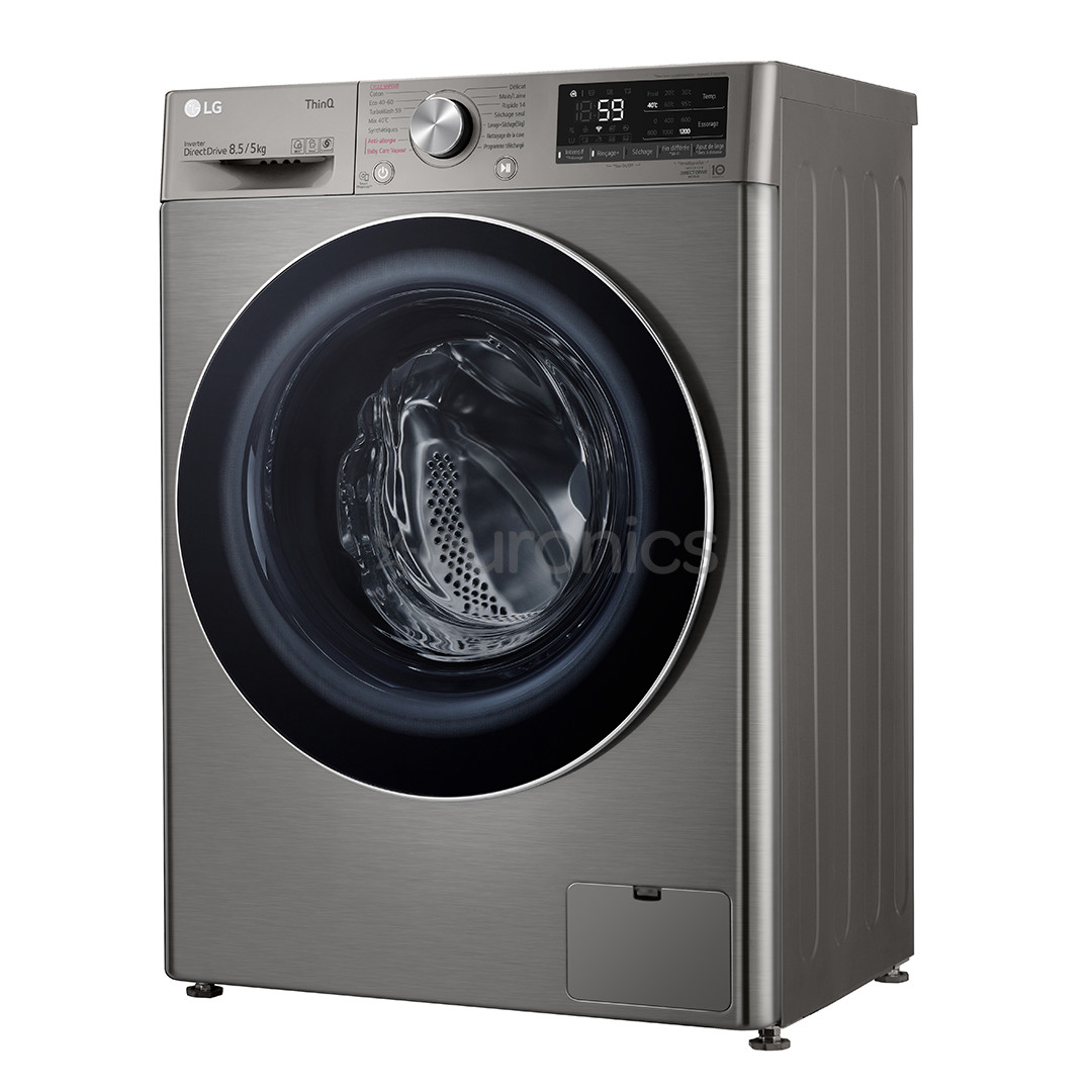 LG, Slim Steam, 8,5 kg / 5 kg, 1200 p/min, sügavus 47,5 cm, hõbedane - Eestlaetav Kuivatiga pesumasin