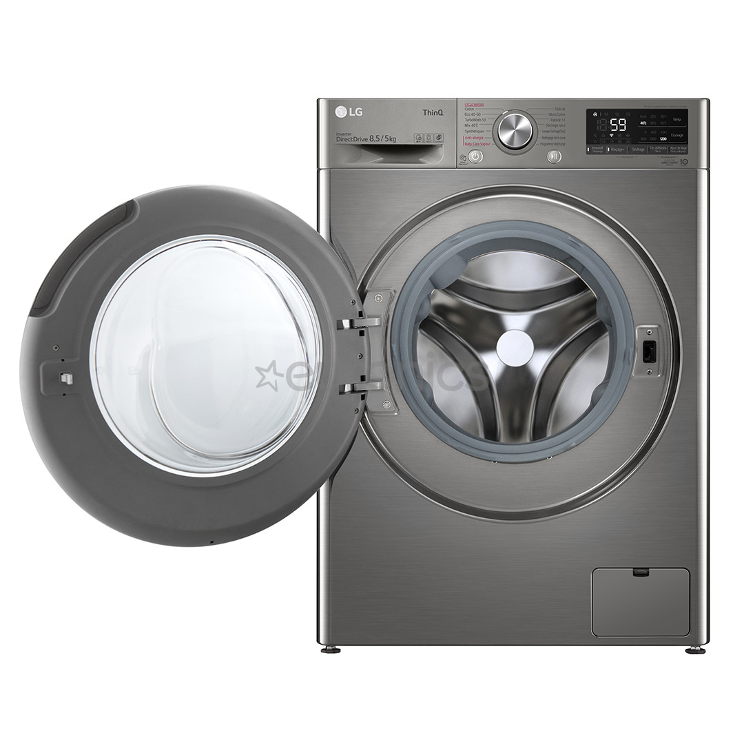 LG, Slim Steam, 8,5 kg / 5 kg, 1200 p/min, sügavus 47,5 cm, hõbedane - Eestlaetav Kuivatiga pesumasin