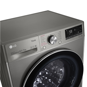 LG, Slim Steam, 8.5 kg / 5 kg, depth 47.5 cm, 1200 rpm, silver - Washer-Dryer Combo