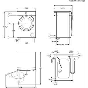 AEG 7000 Seeria, 9 kg, sügavus 63,1 cm, 1600 p/min - Eestlaetav pesumasin