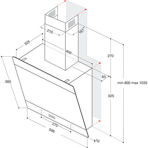 Whirlpool, 650 m³/h, laius 59,8 cm, hõbedane - Õhupuhasti