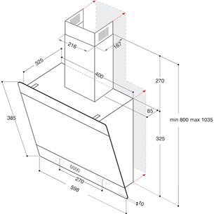 Whirlpool, 650 m³/h, width 59,8 cm, silver - Cooker hood