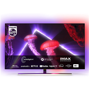 Philips OLED807, 65", 4K UHD, OLED, jalg keskel, hõbedane - Teler 65OLED807/12