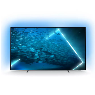 Philips OLED707, 65", 4K UHD, OLED, боковые ножки, серебристый - Телевизор