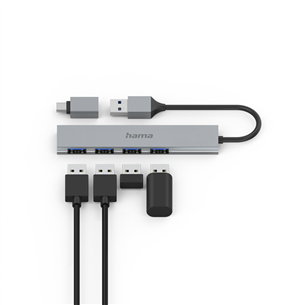 Hama USB Hub, 4x USB 3.2 Gen 1, USB-C adapter, hall - USB jagaja