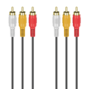 Hama Audio-Video, 3 RCA - 3 RCA, kullatud, 3 m, must - Kaabel 00305014