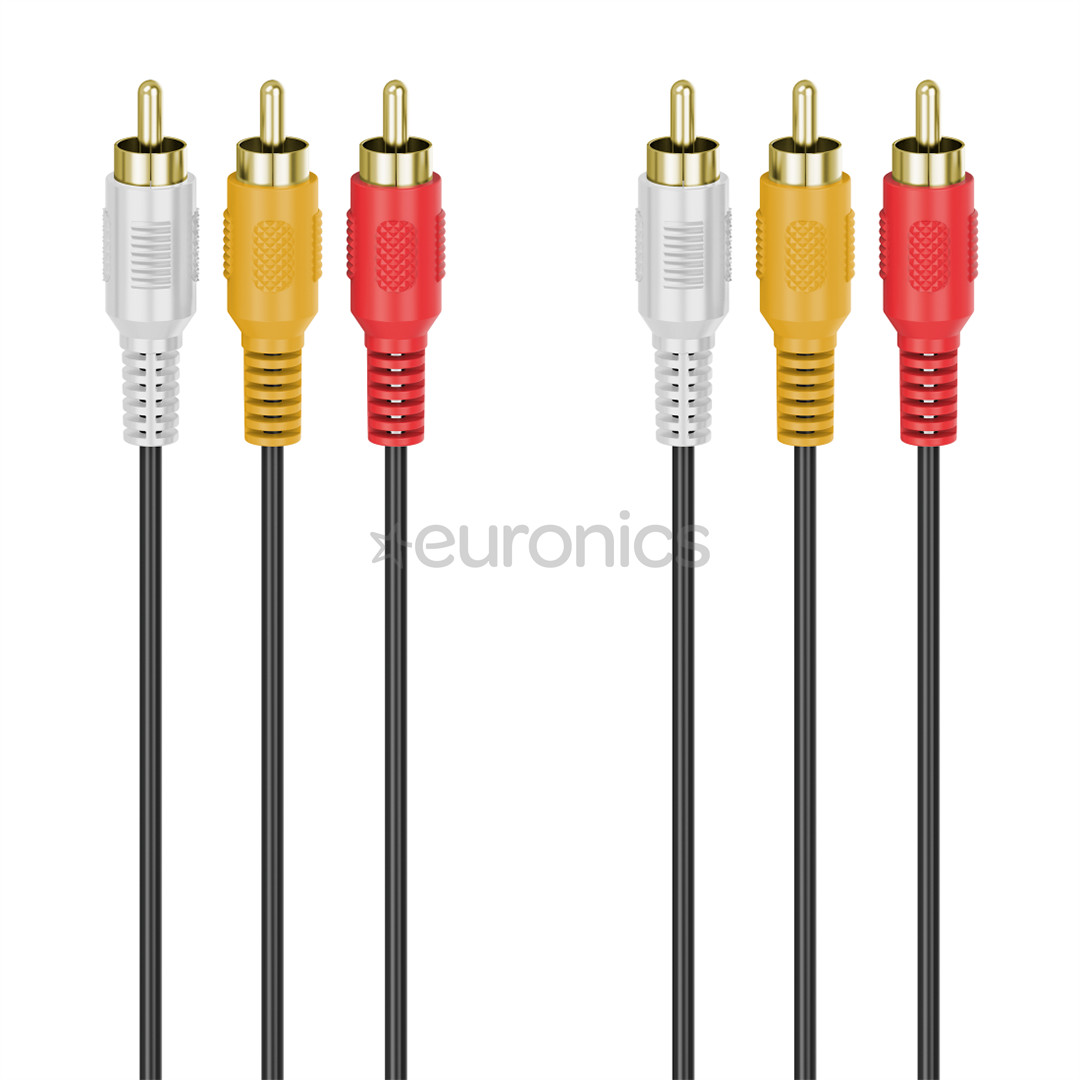 Hama Audio-Video, 3 RCA - 3 RCA, позолоченный, 3 м, черный - Кабель