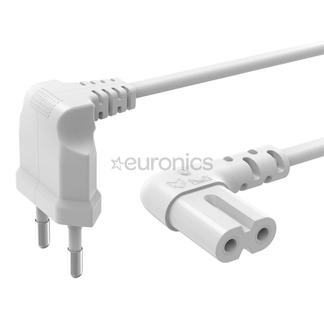 Hama power cord, 2-pin, nurklik, valge - Voolujuhe