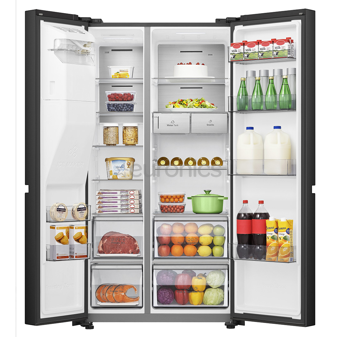 Hisense, No Frost, Vee- ja jääautomaat, 632 L, 179 cm, must - SBS-Külmik