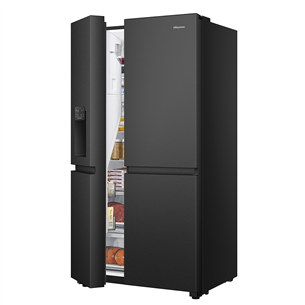 Hisense, No Frost, Water & Ice dispenser, 632 L, 179 cm, black - SBS-Refrigerator