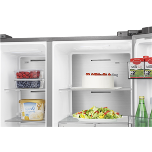 Hisense, No Frost, Vee- ja jääautomaat, 632 L, 179 cm, roostevaba teras - SBS-Külmik