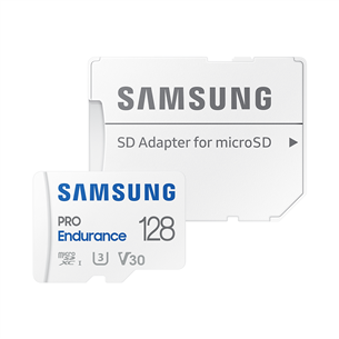 Samsung PRO Endurance, microSDXC + SD-адаптер, 128 ГБ, белый - Карта памяти