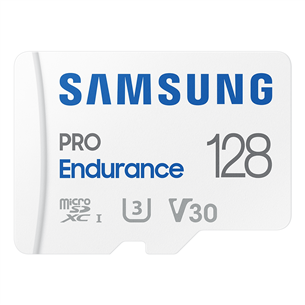 Samsung PRO Endurance, microSDXC + SD adapter, 128 GB, valge - Mälukaart