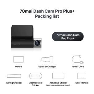 70mai Dash Cam Pro Plus+ Bundle Rear Cam, must - Videoregistraator