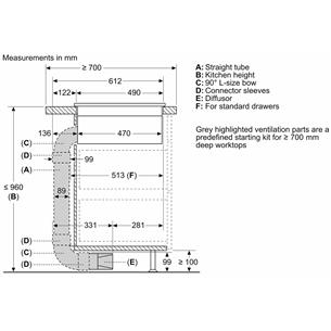 Bosch, 70 cm - Recirculation kit