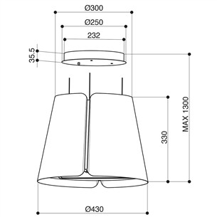 Faber BEAT BK MATT F45, 740 m³/h, must - Saar-õhupuhasti