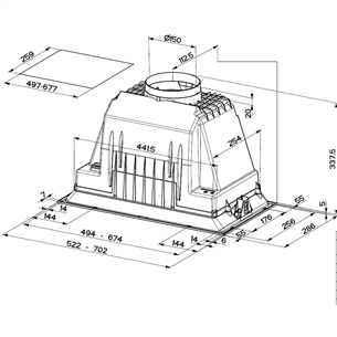 Faber INKA PLUS HCS BK A52, 590 m³/h, must - Integreeritav õhupuhasti