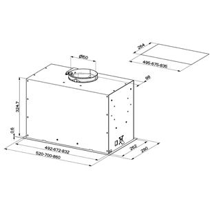 Faber INKA LUX EVO BK MATT A52, 620 m³/h, must - Integreeritav õhupuhasti