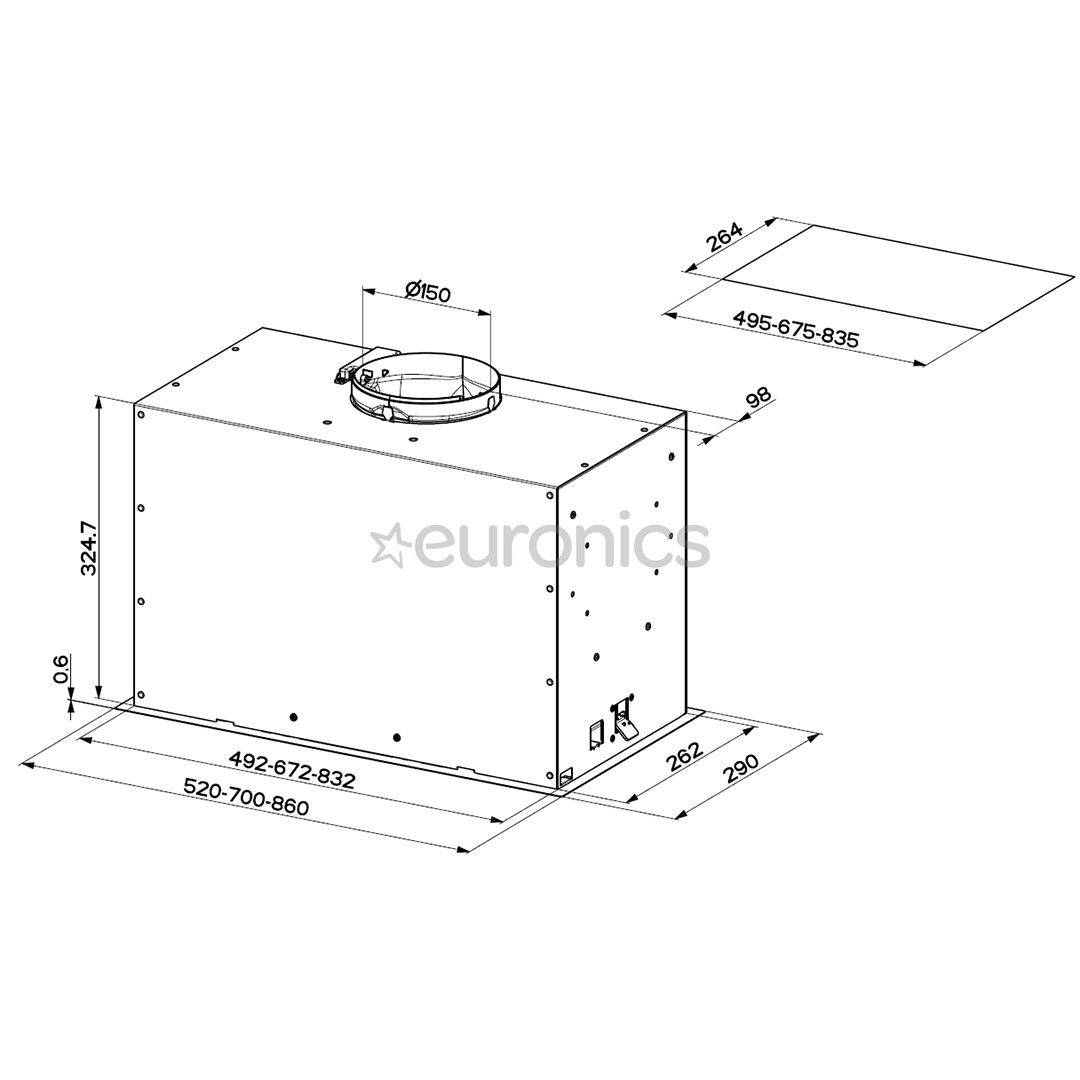 Faber INKA LUX EVO BK MATT A52, 620 m³/h, black - Built-in cooker hood