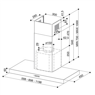 Faber STILO COMFORT BK MATT A90, 710 m³/h, mattmust - Õhupuhasti