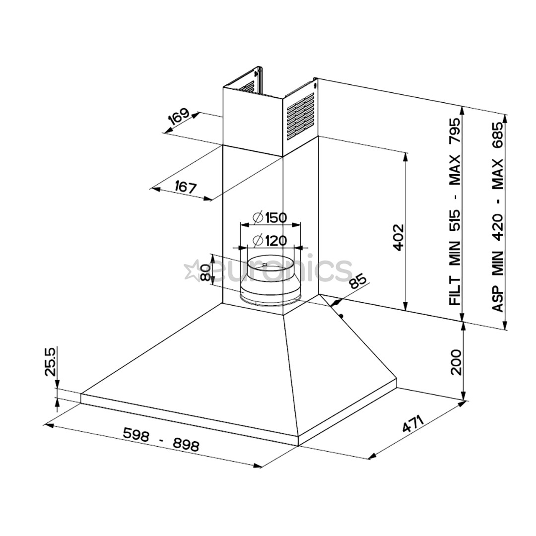 Faber VALUE BLACK A60, 370 м³/ч, черный - Вытяжка
