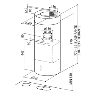 Faber CYLINDRA IS./4 EV8 X A37, 660 м³/ч, нерж. сталь - Островная вытяжка