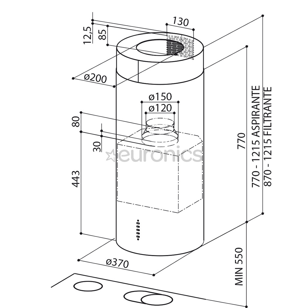 Faber CYLINDRA IS./4 EV8 X A37, 660 m³/h, roostevaba teras - Saar-Õhupuhasti
