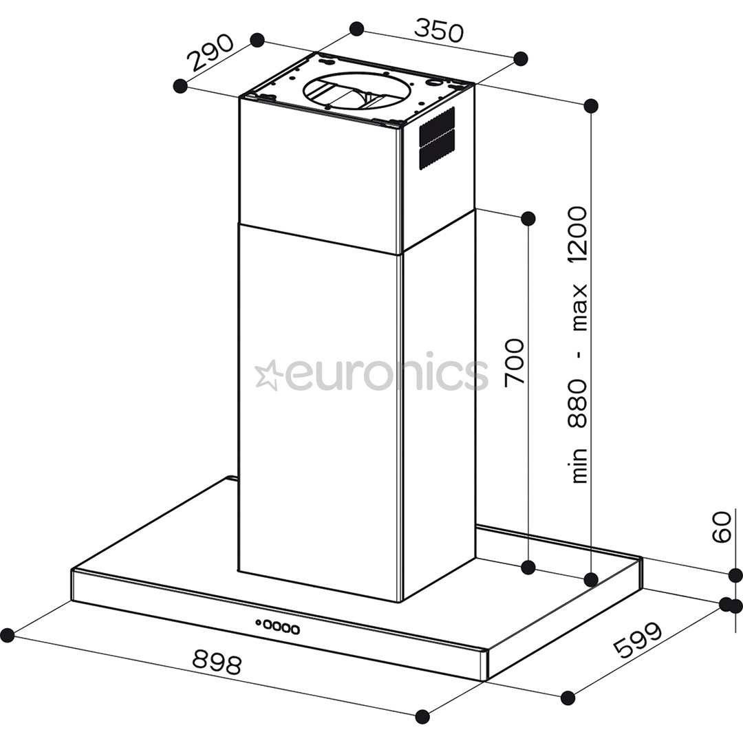 Faber STILO COMFORT ISOLA X A90, 710 m³/h, roostevaba teras - Saar-õhupuhasti