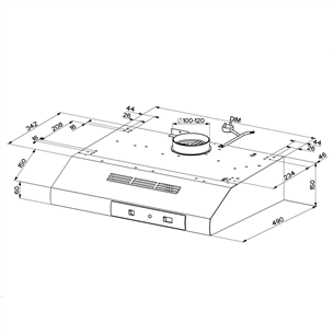 Faber 741 BASE X A50, 295 m³/h, stainless steel - Cooker hood