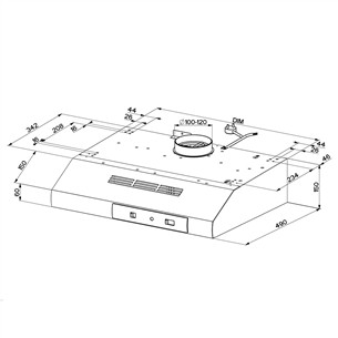 Faber 741 BASE BK A60, 295 m³/h, must - Õhupuhasti
