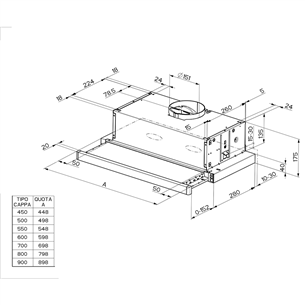 Faber FLEXA NG HIP AM/X A60, 420 m³/h, grey - Built-in cooker hood