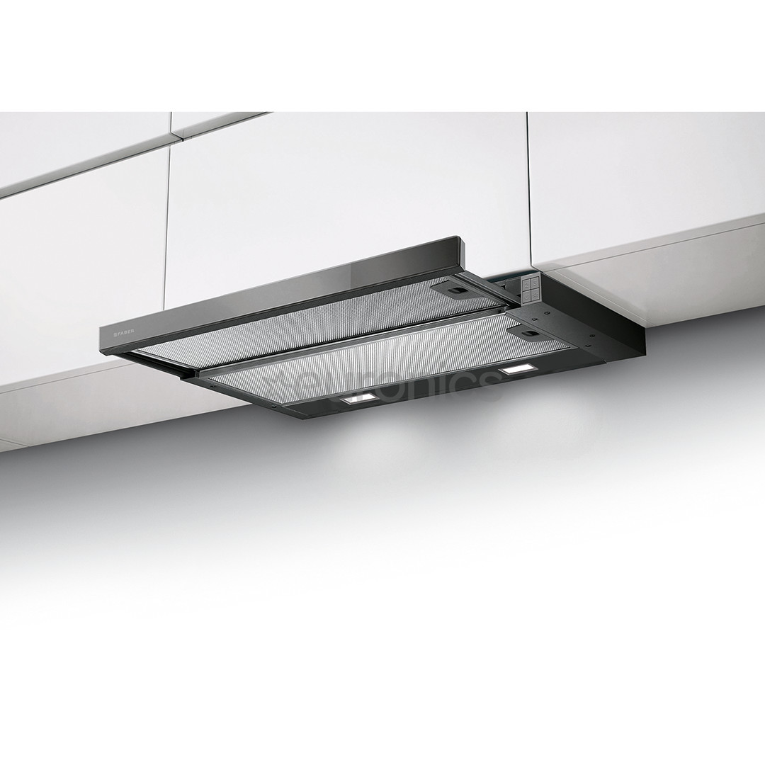 Faber FLEXA NG GLASS LUX BK A60, 420 m³/h, black - Built-in cooker hood